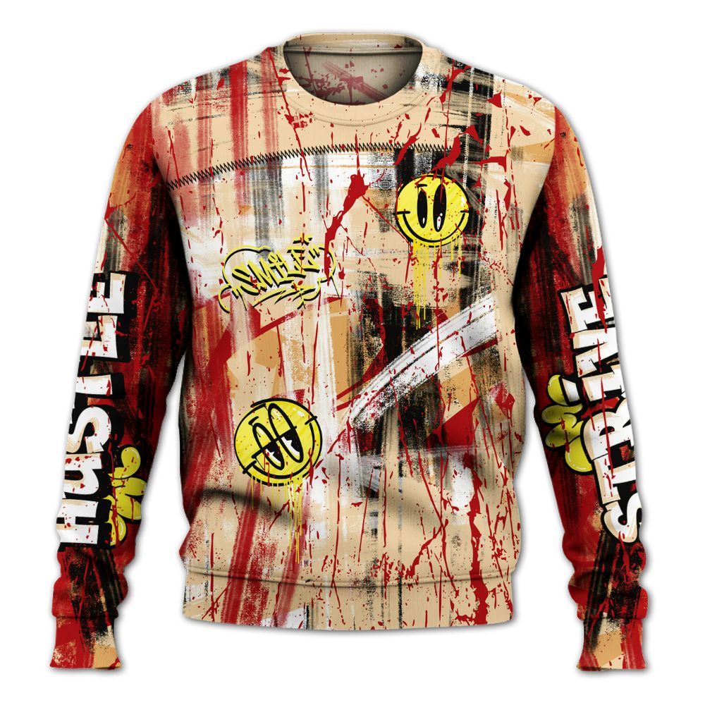 Sweatshirt To Match Dunk Low Strawberry Waffle - Money Skull Smile Fire All Over Print