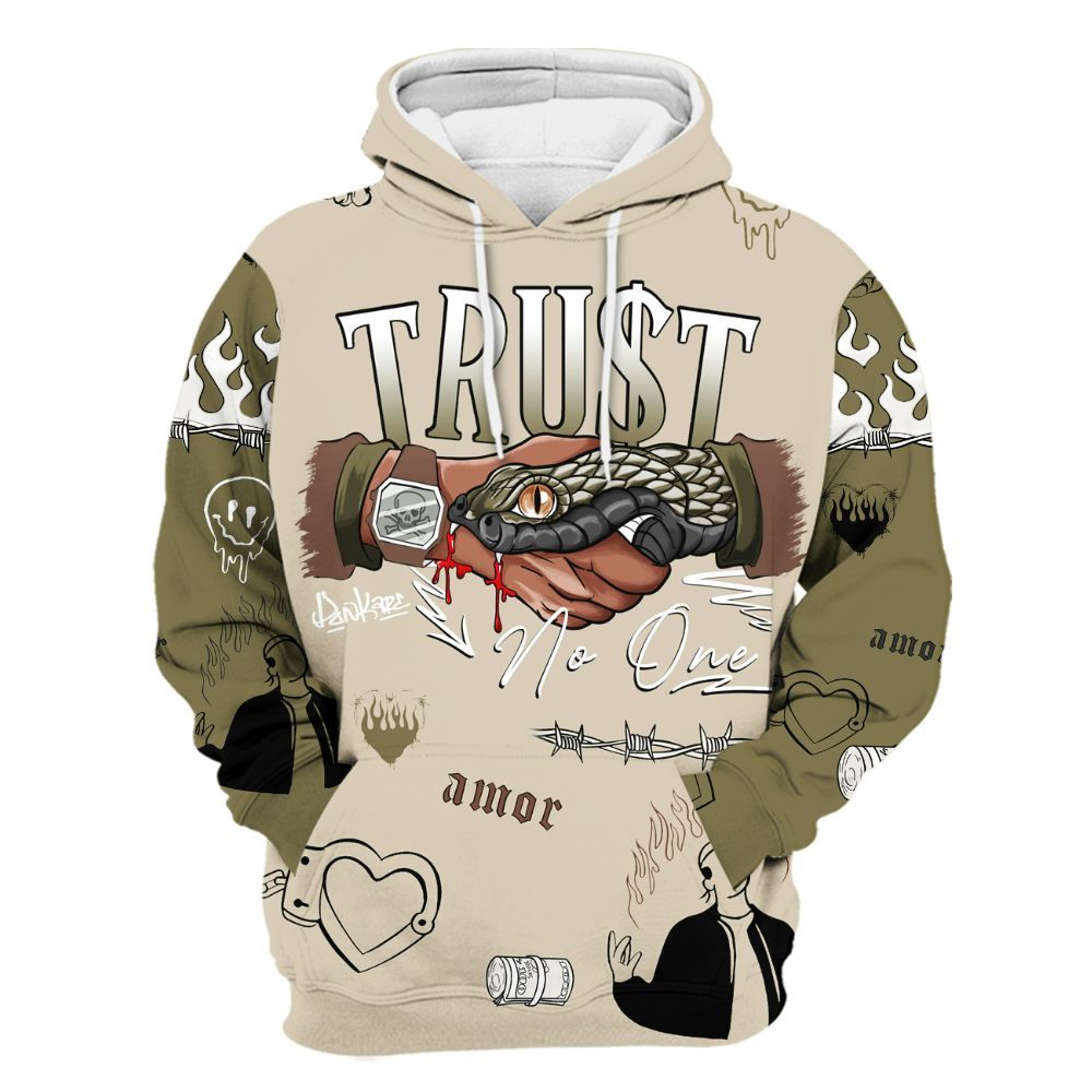 Hoodie To Match Sail Neutral Olive 6s - Snake Trust No One All Over Print