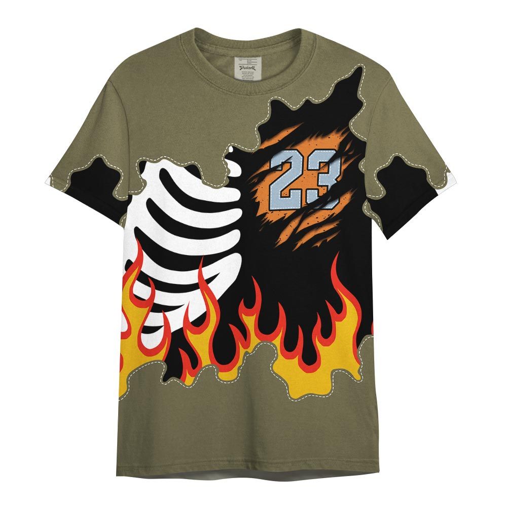 Shirt To Match Olive 5s - Burning Skeleton 23 G.O.A.T Shirt Outfit