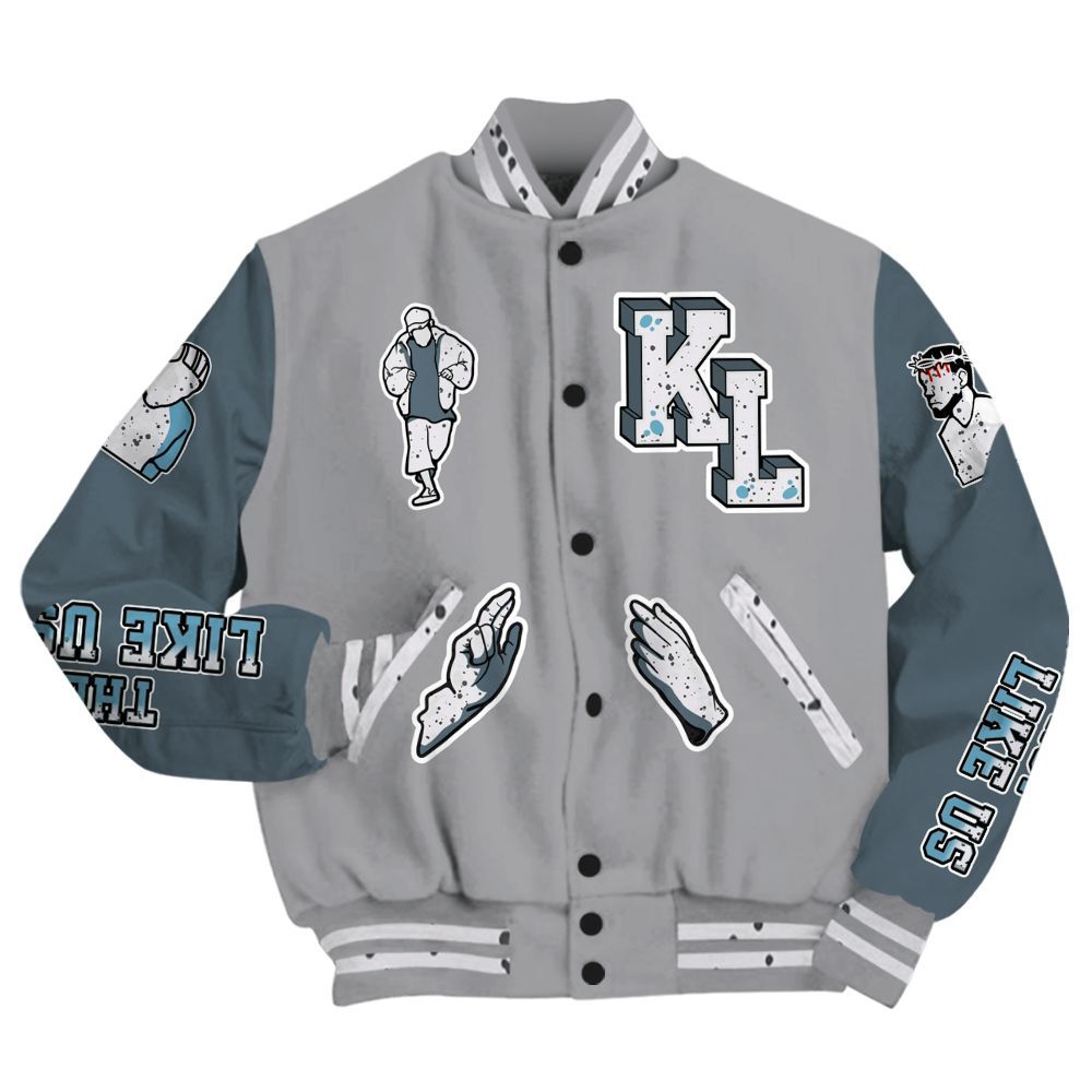 Varsity Jacket To Match Retro Light Graphite Wolf Grey 5s - Dislike Us Graphic All Over Print