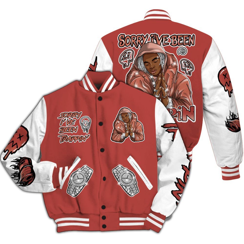 Varsity Jacket To Match Dune Red 13s - Trappin' Unique All Over Print