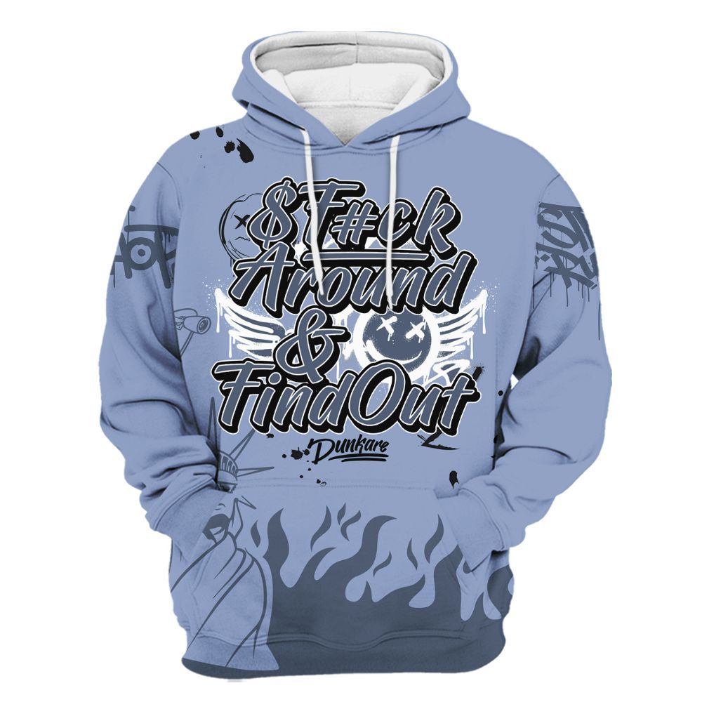 Hoodie To Match Retro Blue Grey 13s - Graphic Fck Around Find Out All Over Print