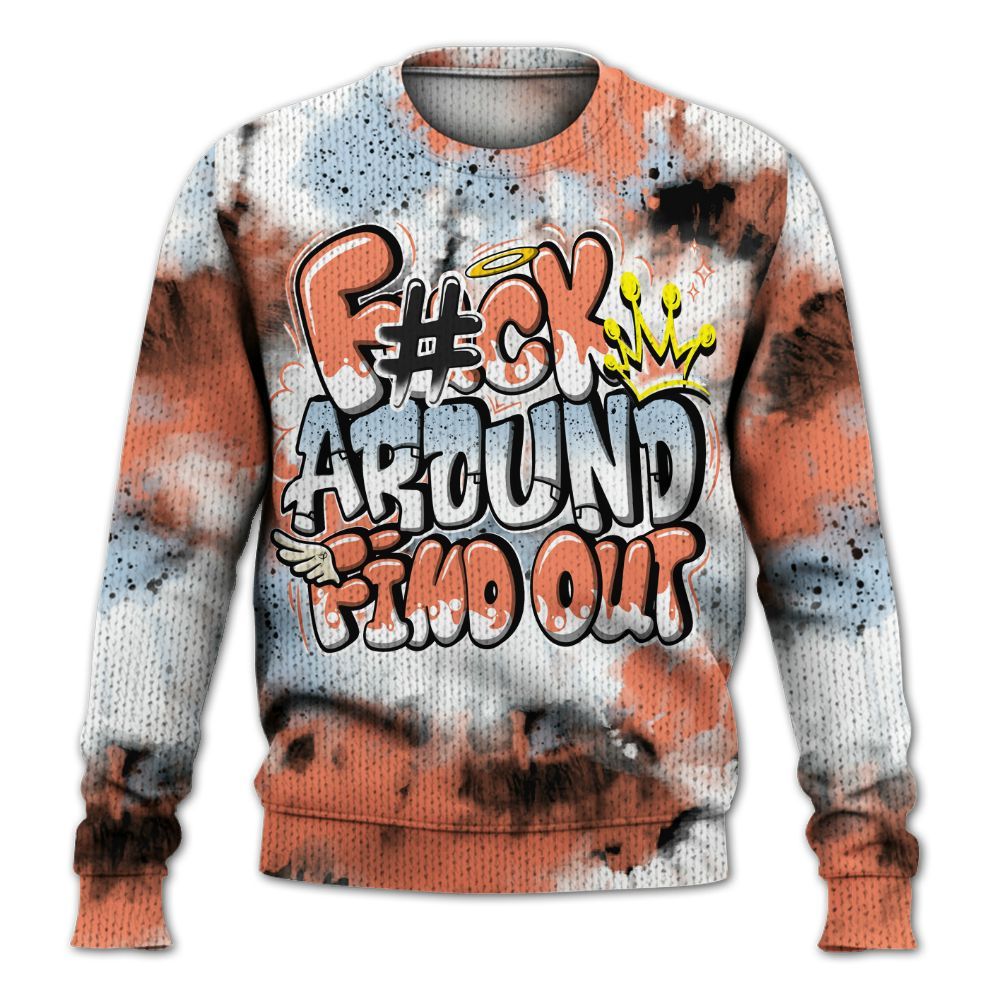 Knitted Sweater To Match DJ Khaled Crimson Bliss 5s - Tie Dye FK Around Find Out
