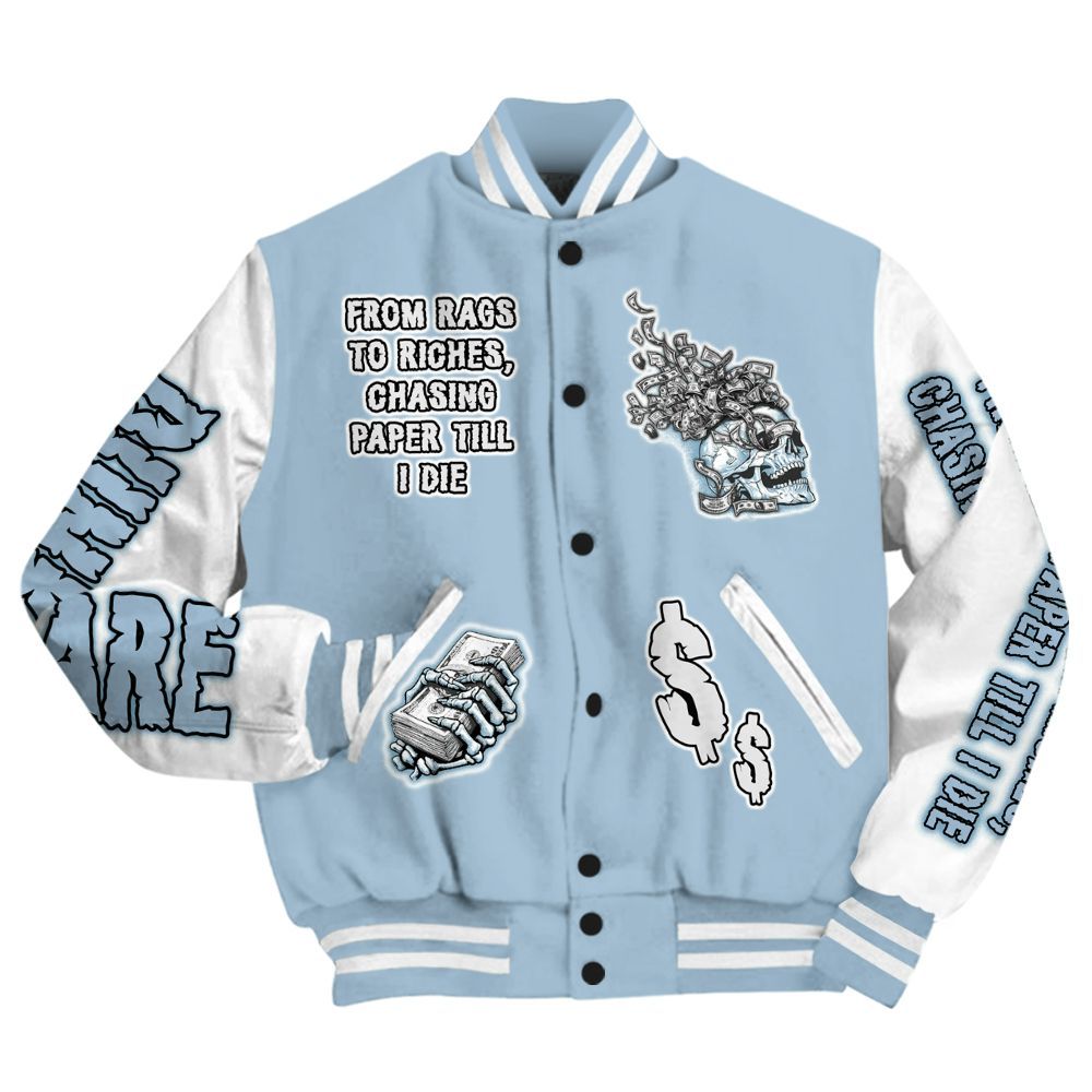 Varsity Jacket To Match Mid Ice Blue 1s - From Rags To Riches All Over Print