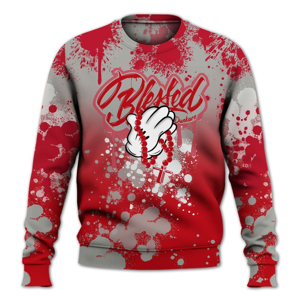 Sweatshirt To Match Air Griffey Max Gray Reds 1s - God Blessed Ink Drip All Over Print