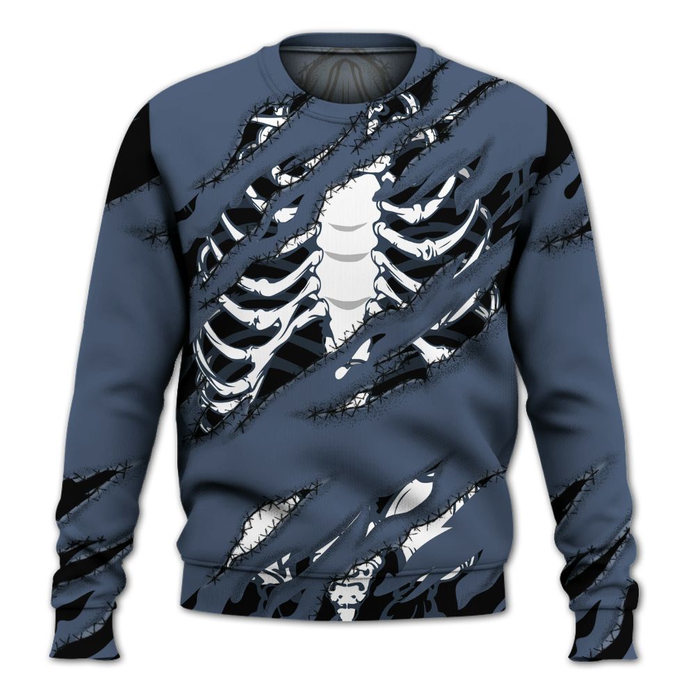 Sweatshirt To Match Low Diffused Blue 11s - GOT 'EM Skeleton Scratch All Over Print