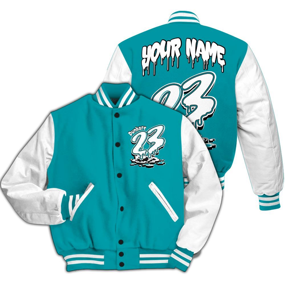 Varsity Jacket To Match Air Griffey Max Aquamarine 1s - Custom Name 23 Drip All Over Print