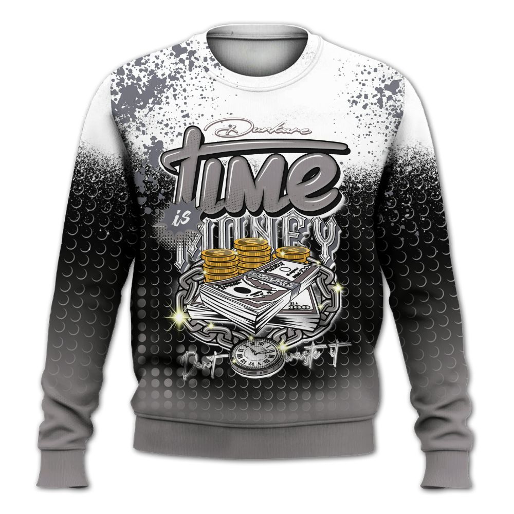 Sweatshirt To Match Cool Grey 11s - Halftone Time Is Money All Over Print
