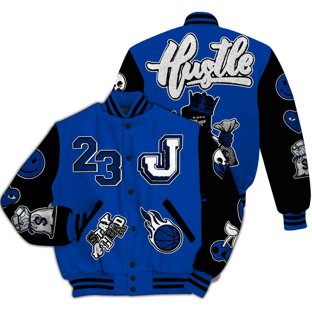 Varsity Jacket To Match Hyper Royal 12s - Hustles Money Number 23 All Over Print