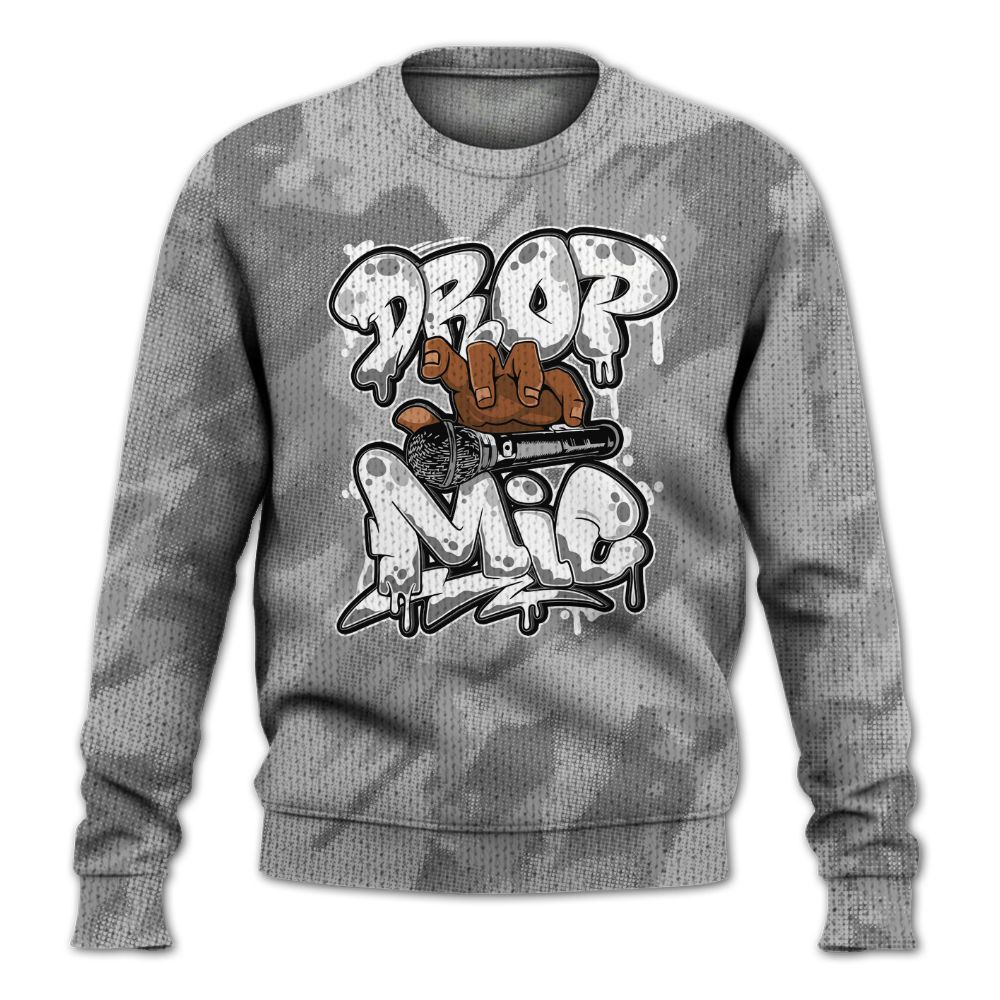 Knitted Sweater To Match Black Wolf Grey 12s - Drop Mic Abstract