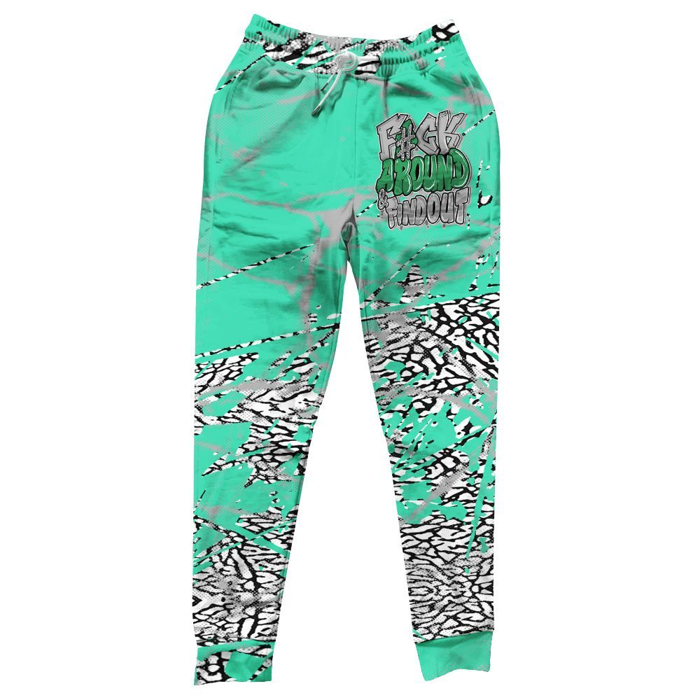 Sweatpant To Match Black Green Glow 3s - F Around Find Out Graphic Profound All Over Print