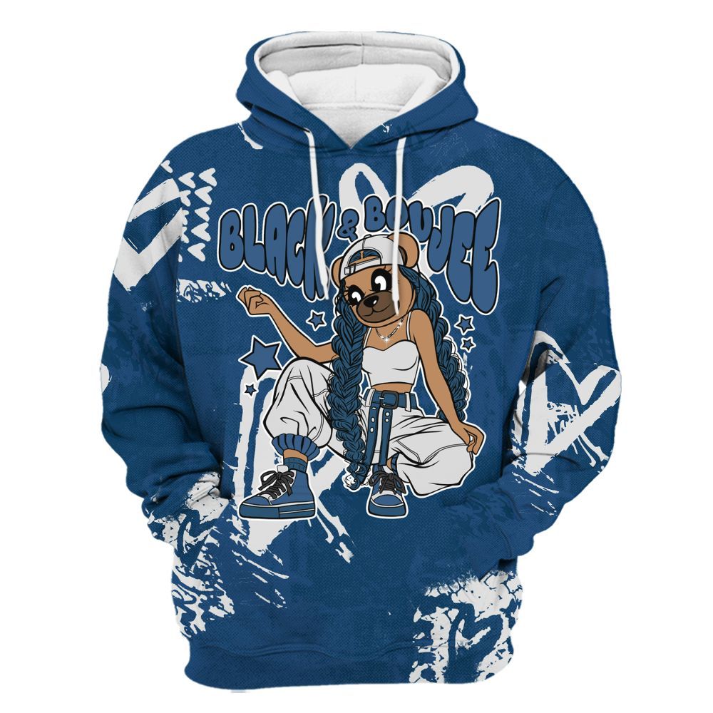 Hoodie To Match High OG Midnight Navy 1s - Boujee Girls Bear Heart Grunge All Over Print