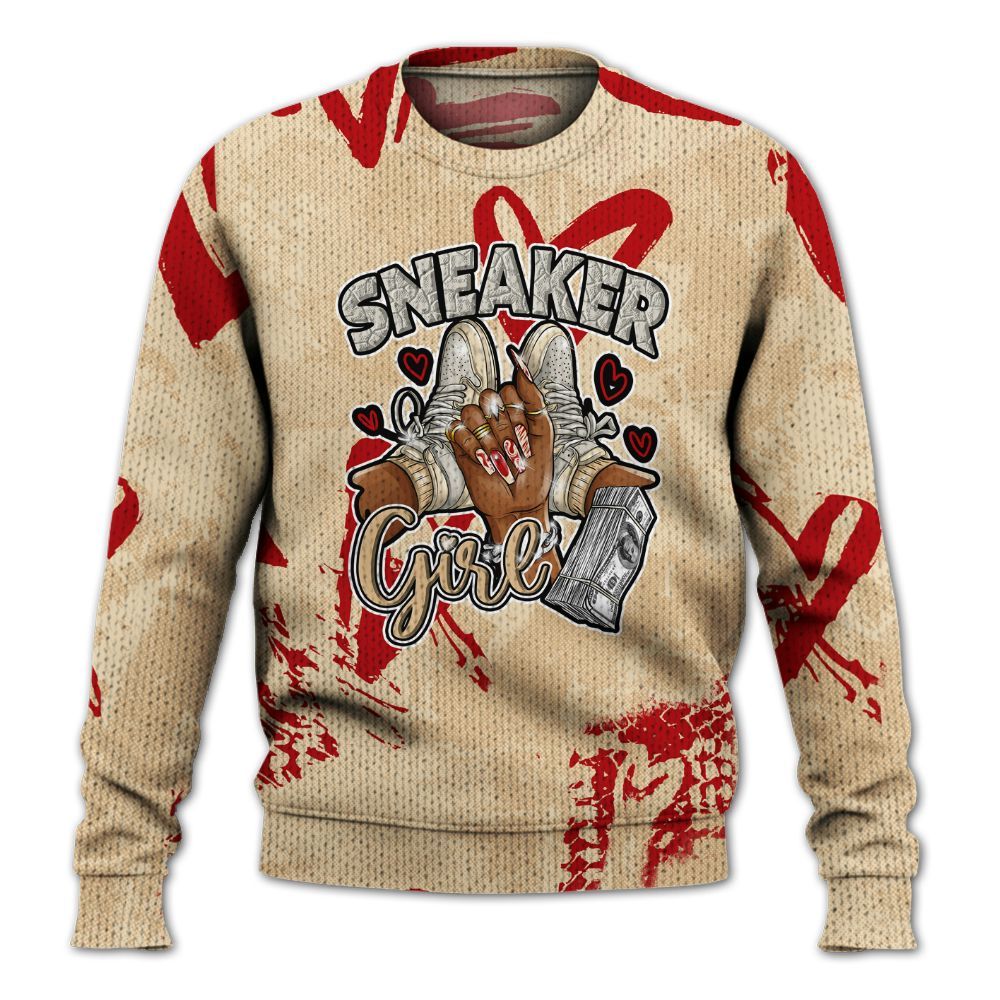 Knitted Sweater To Match Dunk Low Strawberry Waffle - Sneakerz Girlz Heart Grunge