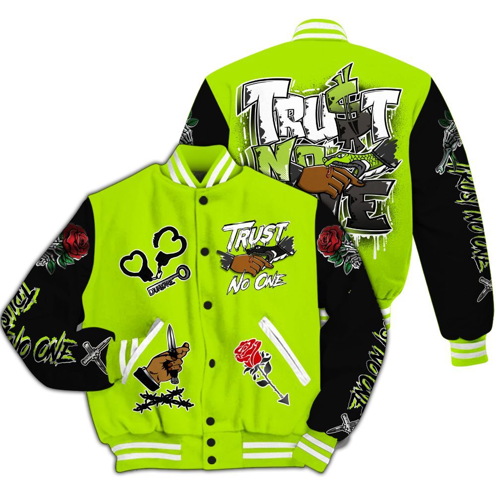Varsity Jacket To Match Foamposite Voltage Black Air Pro 2026 - Trust No One Dripping All Over Print