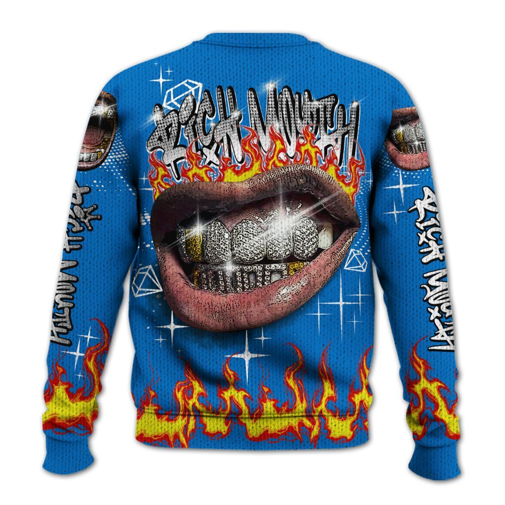 Knitted Sweater To Match Low Game Royal 1s - Rich Mouth Fire Rap Retro 90s