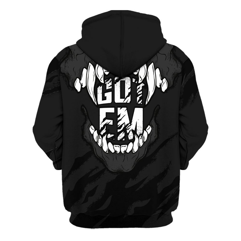 Hoodie To Match White Thunder 4s - GOT 'EM Skeleton Scratch All Over Print