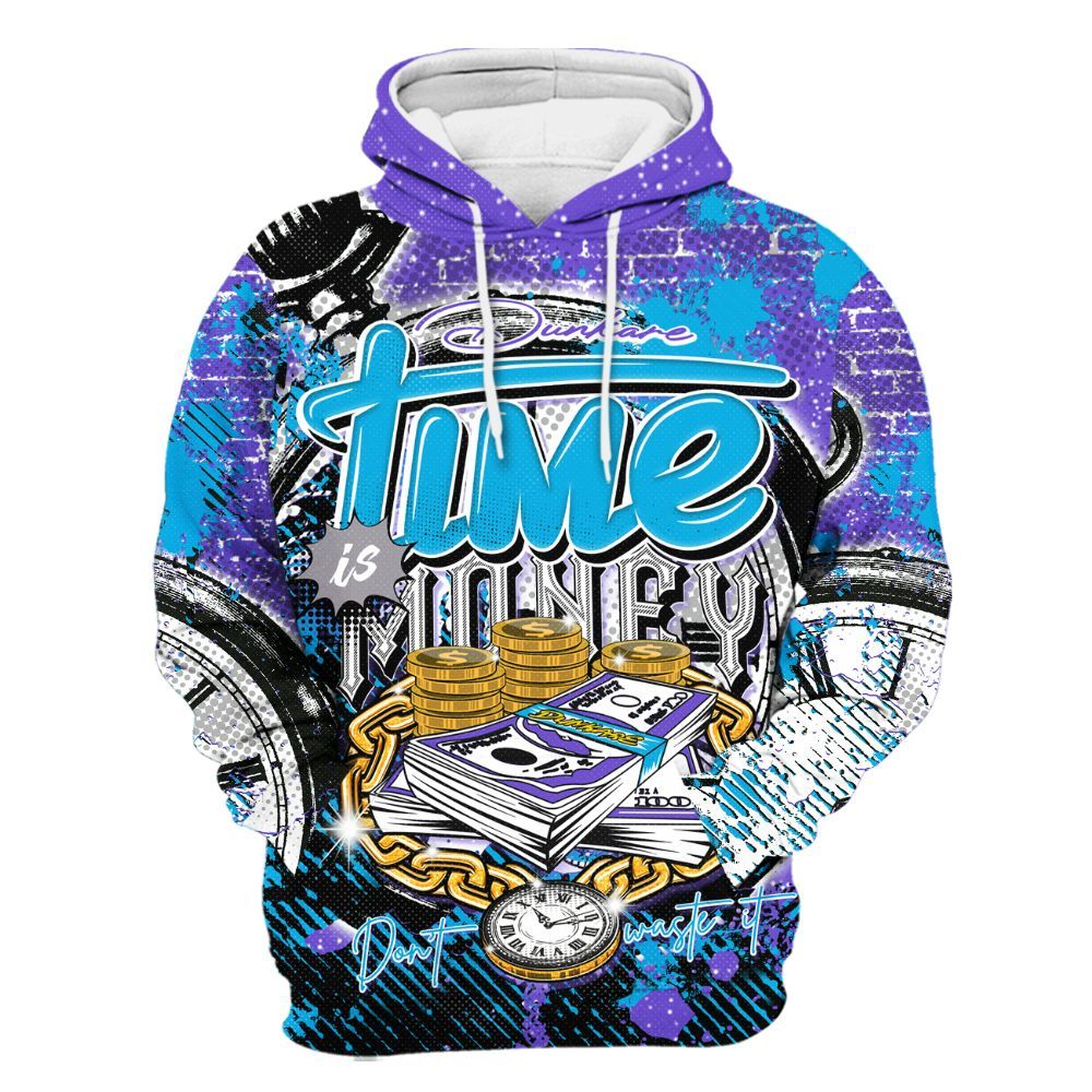Hoodie To Match Retro Aqua 8s - Dirty Time Is Money All Over Print