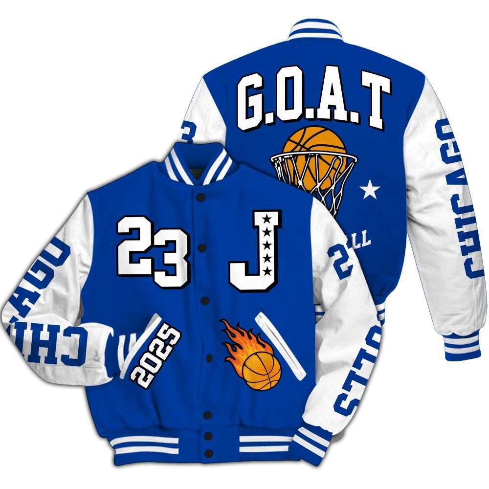 Varsity Jacket To Match Hyper Royal 12s - Chicago 23 Basketball All Over Print