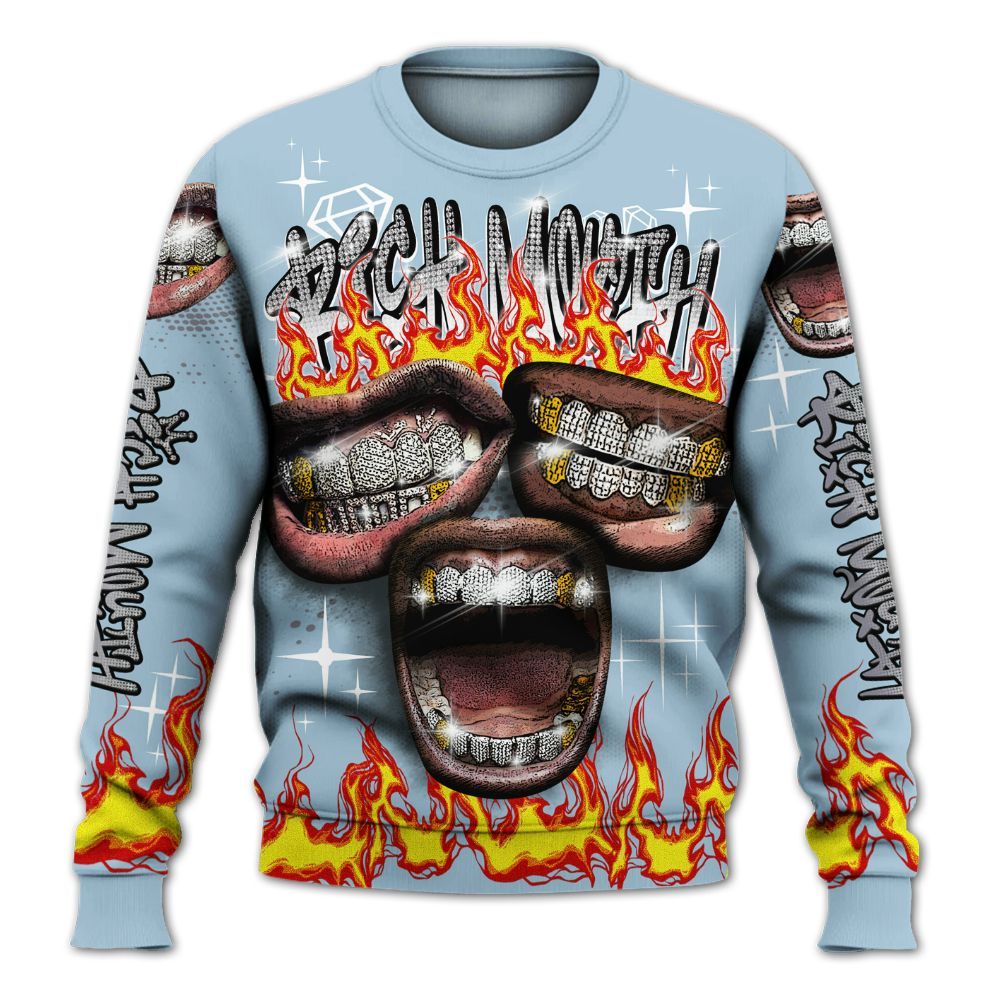 Sweatshirt To Match Chambray 7s - Rich Mouth Fire Rap Retro 90s All Over Print