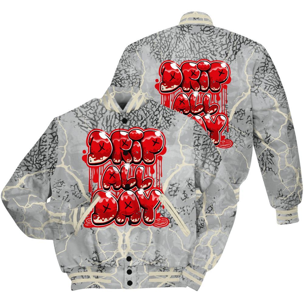 Varsity Jacket To Match Cement Grey 3s Shirt - DRIPPIN Days Graphic Halloween All Over Print