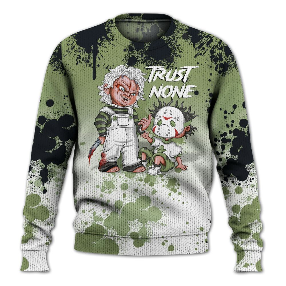 Knitted Sweater To Match Oil Green 4s - Trust No One Scary