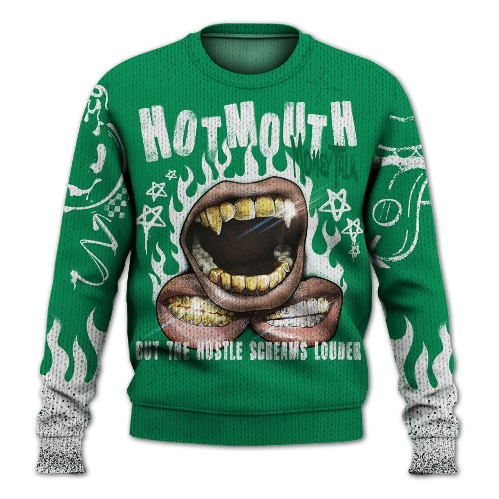 Knitted Sweater To Match Mid Lucky Green 1s - Mouth Burning Street Style