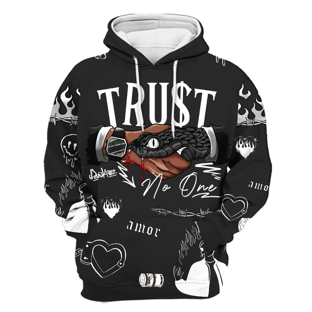 Hoodie To Match Black Cat NET 4s - Snake Trust No One All Over Print