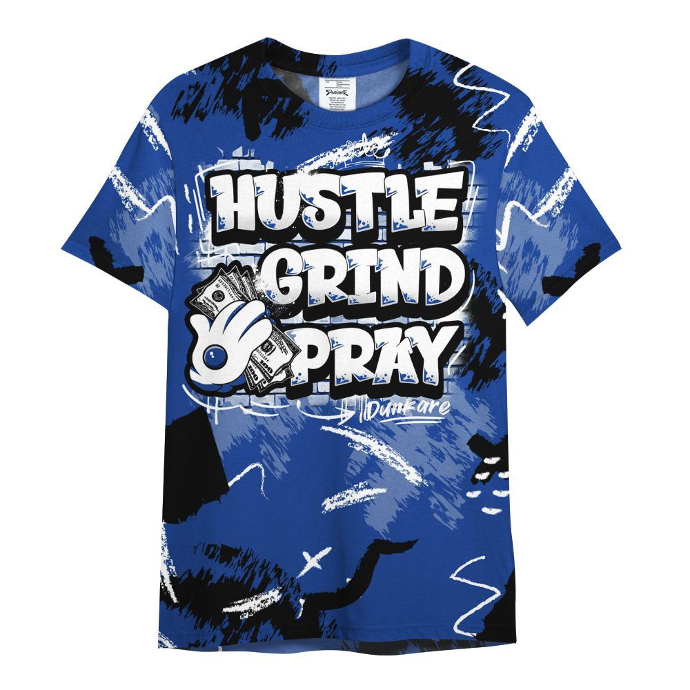 Shirt To Match Air Foamposite One Royal - Hustle Grind Pray Retro All Over Print