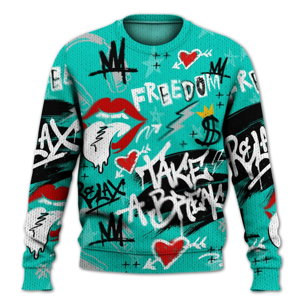 Knitted Sweater To Match Air Max 95 Dark Tiffany - Take Break Freedom Graffiti Streetwear