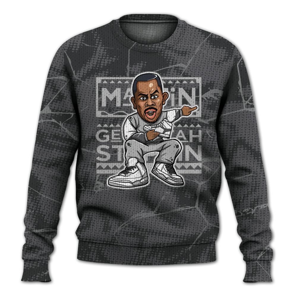 Knitted Sweater To Match White Thunder 4s - Get Tag Sneakers Steppin' Graphic Crack