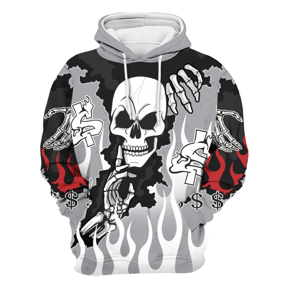 Hoodie To Match White Cement 4s - Ones Move In Silence Graphic Trapped All Over Print