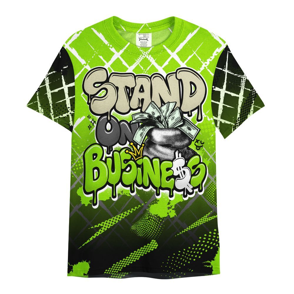 Shirt To Match Electric Green 6s - Halftone Stand Business Dripping All Over Print
