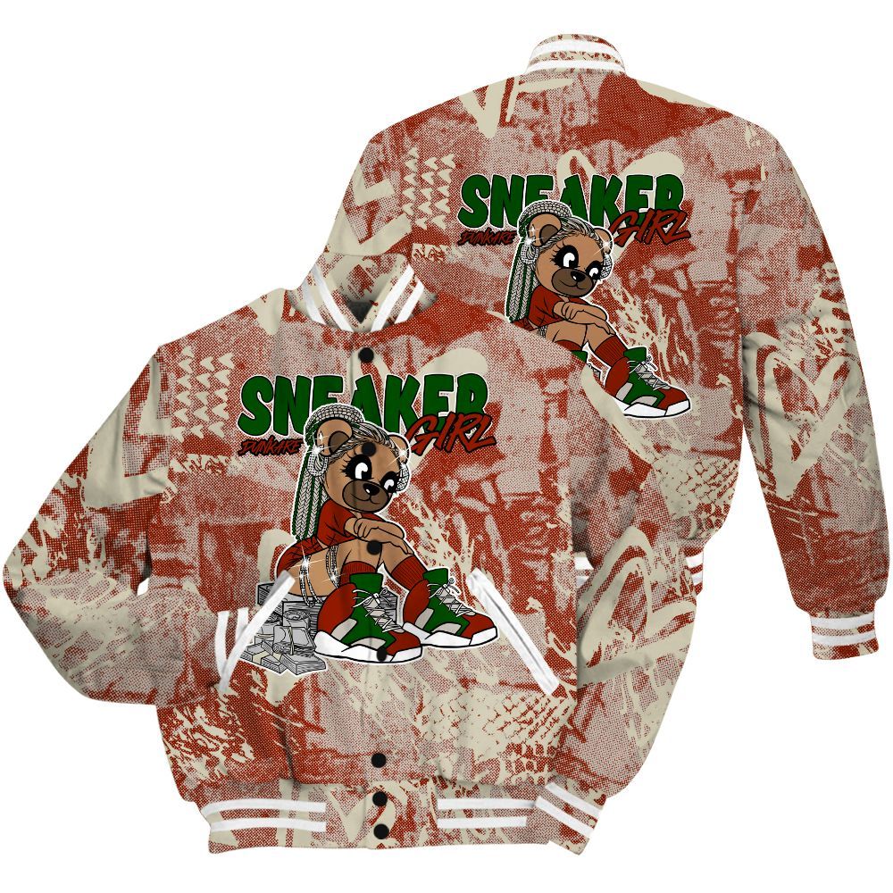 Varsity Jacket To Match El Grito 5s Shirt - Sneaker Girl Bear Heart Grunge All Over Print