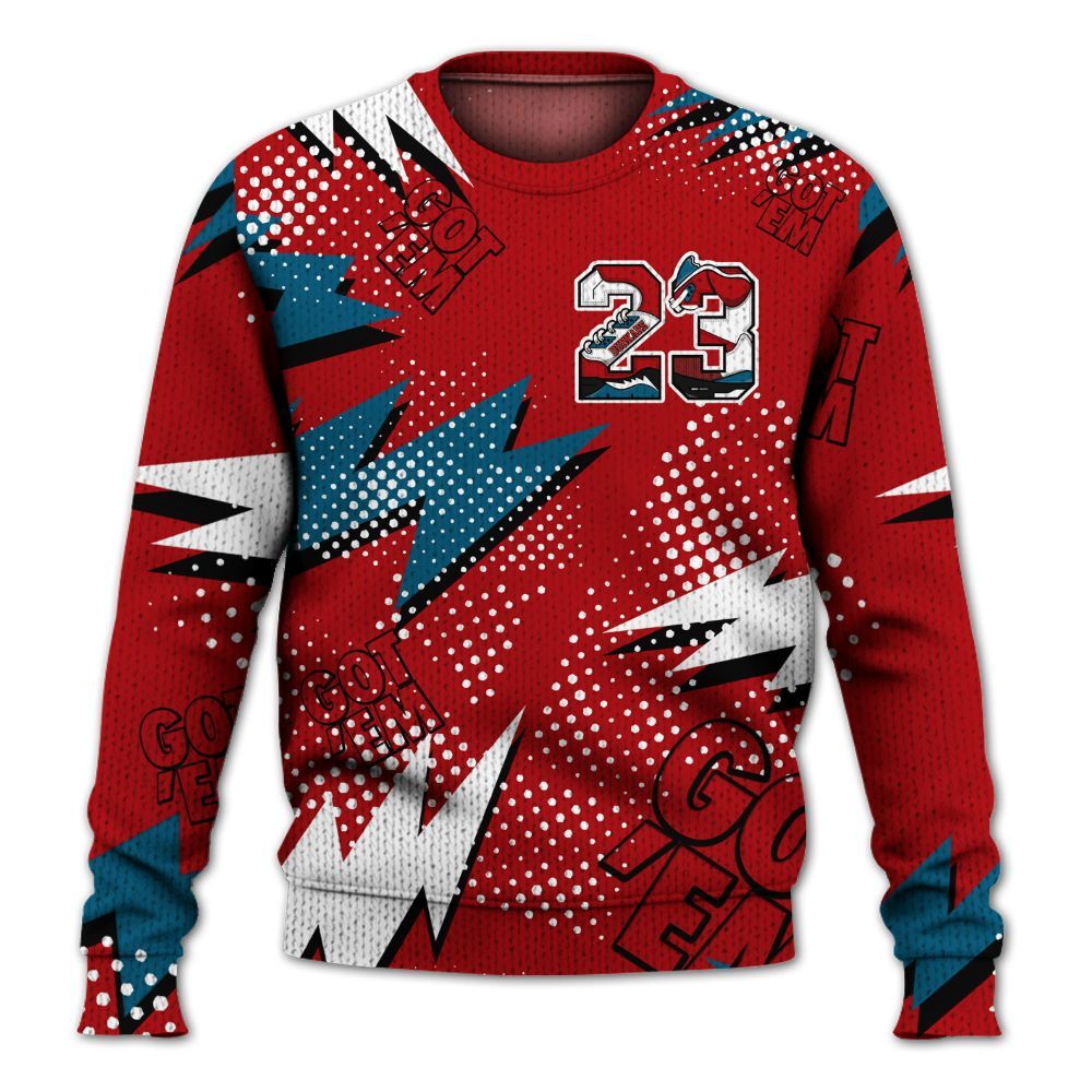 Knitted Sweater To Match OG Varsity Red 17s - Custom Name Number 23 5s