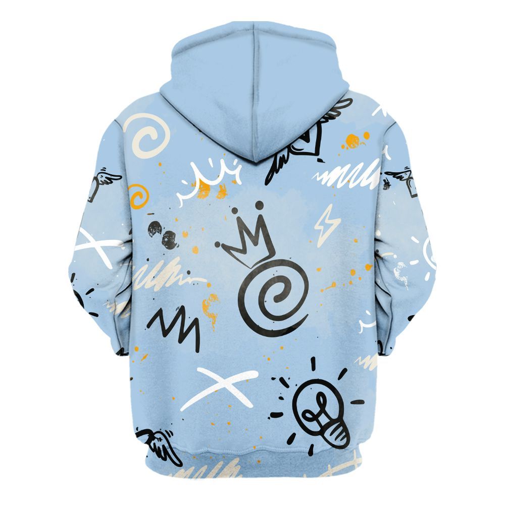 Hoodie To Match Retro High OG Pale Ivory Psychic Blue 1s - Drip Been Di2ferent All Over Print