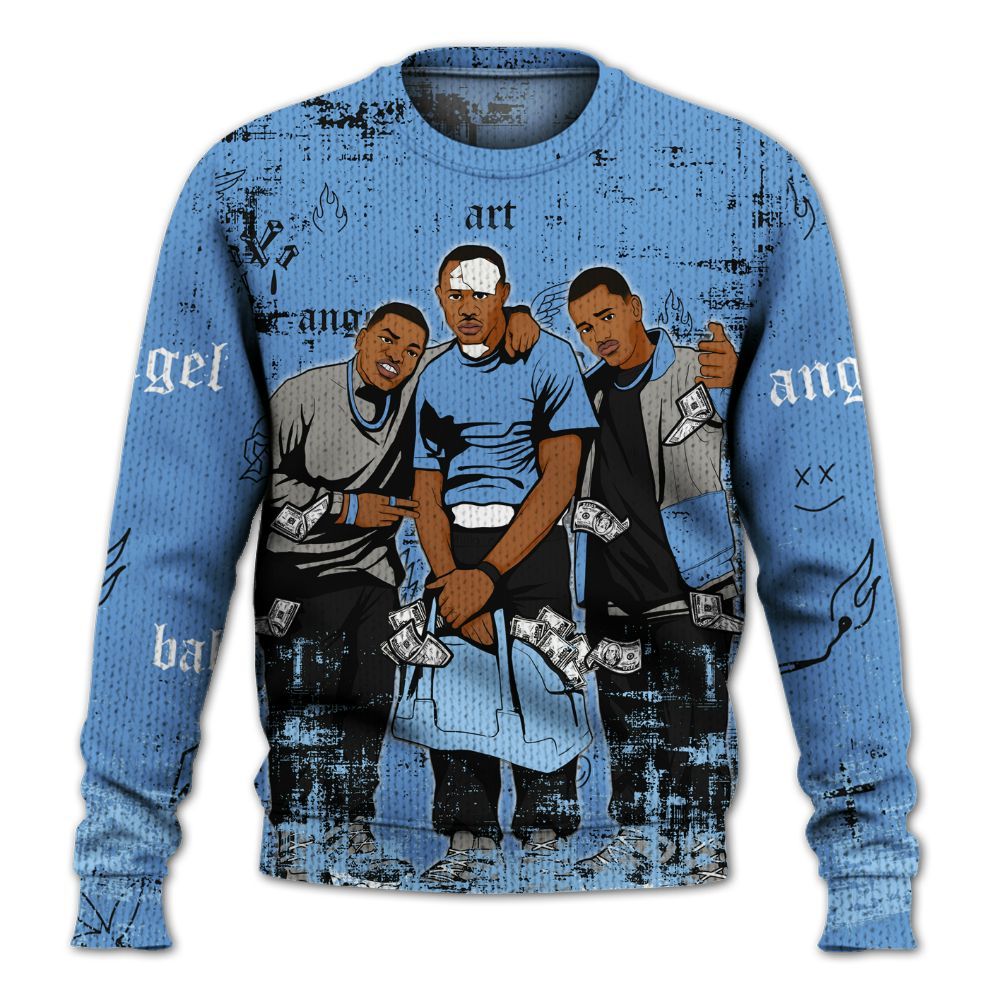 Sweater To Match Black University Blue 5s - Paid In Full Money Graphic