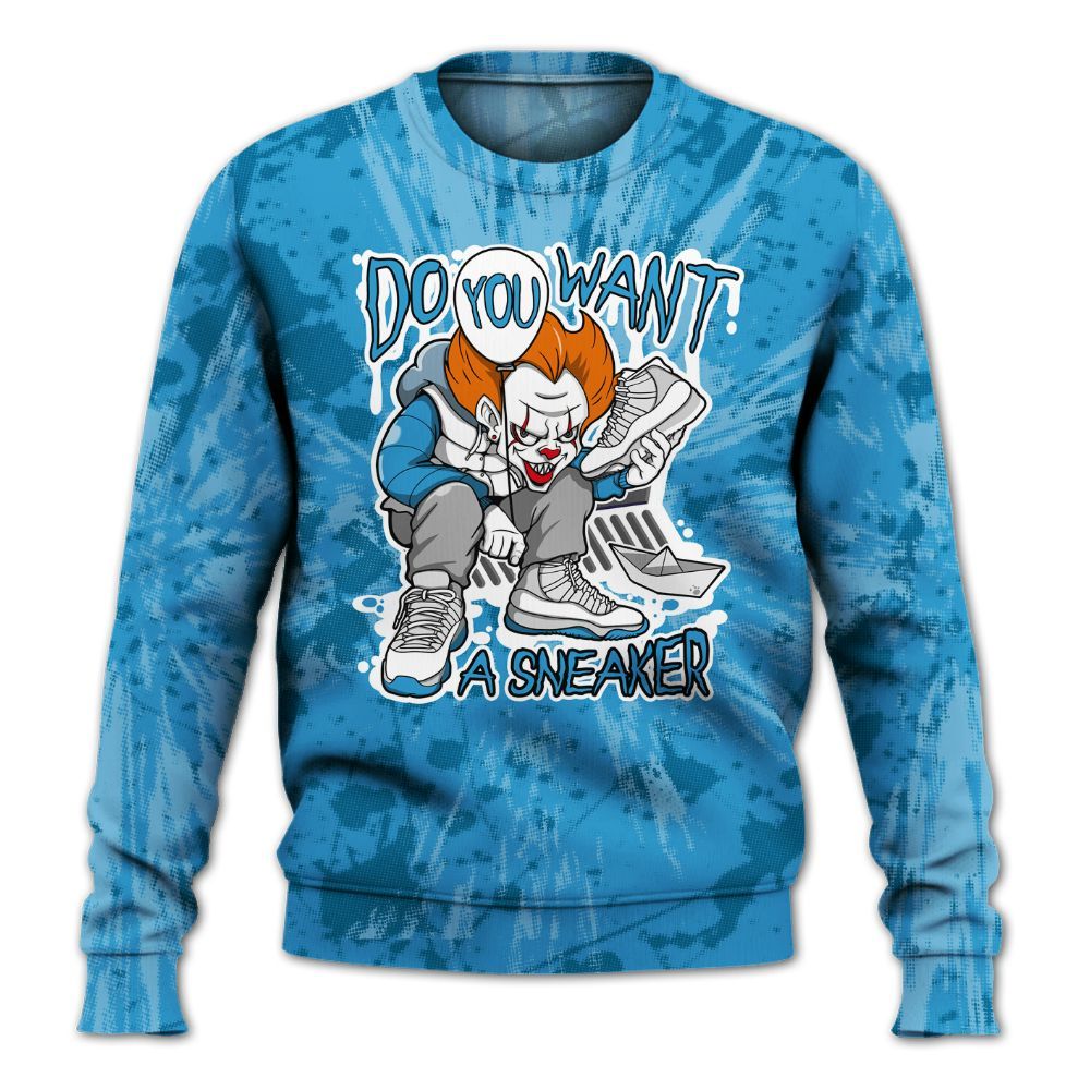 Sweatshirt To Match Powder Blue 9s - Clown Scary Sneakers Graphic Halloween All Over Print