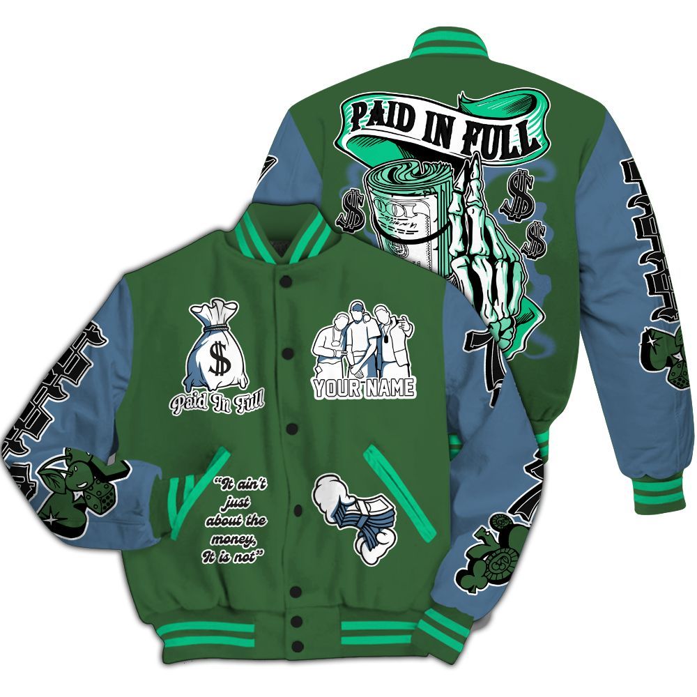 Varsity Jacket To Match Foamposite Pro Pine Green 2025 - Paid In Full Baseball Varsity Jacket Custom Name All Over Print