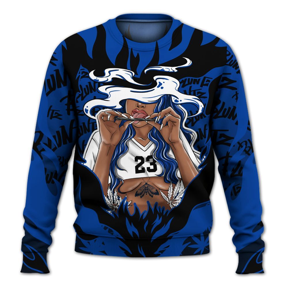 Sweatshirt To Match Hyper Royal 12s - Bluntz Burnz Graphics All Over Print