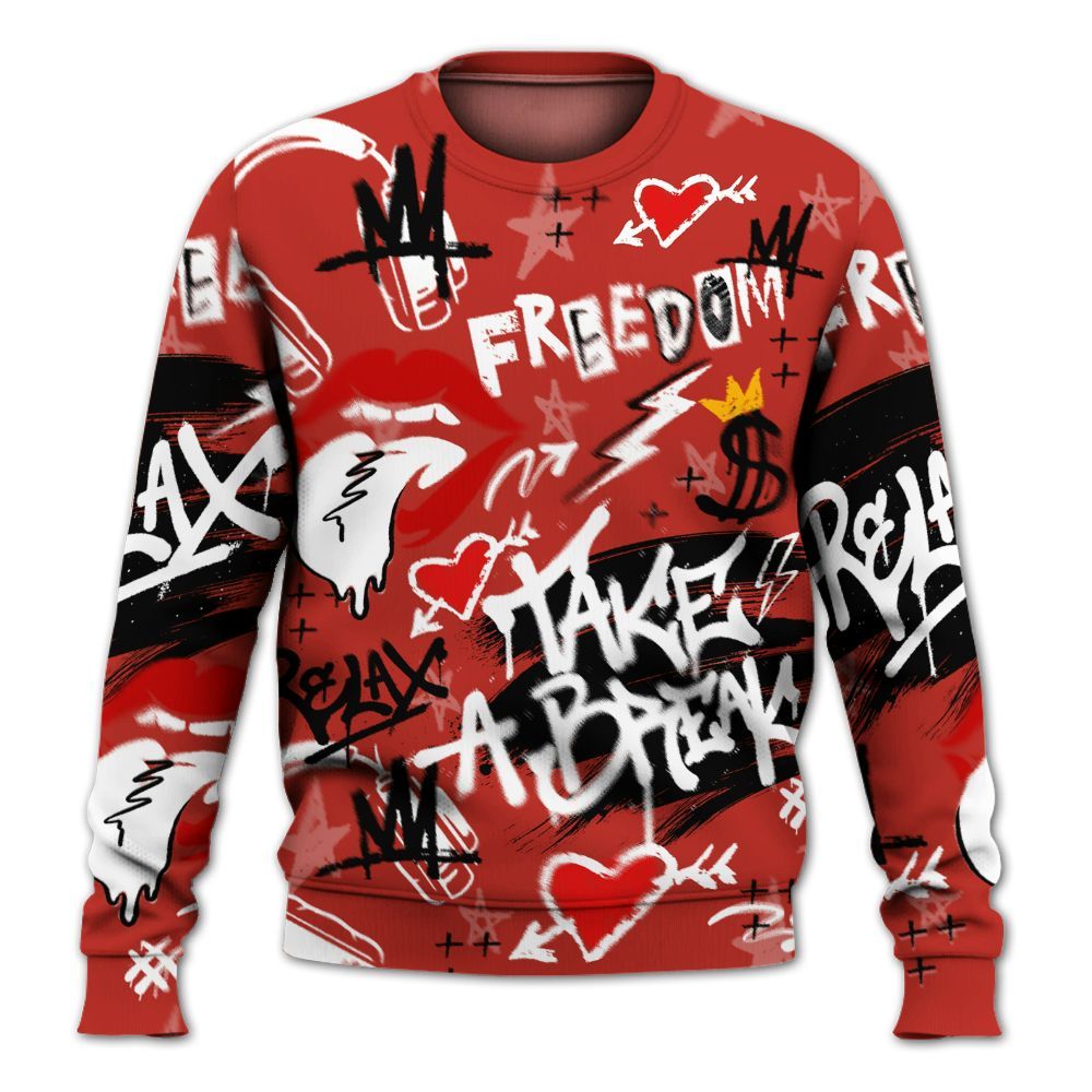 Sweatshirt To Match Dunk Low St. Johns - Take Break Freedom Graffiti Streetwear All Over Print