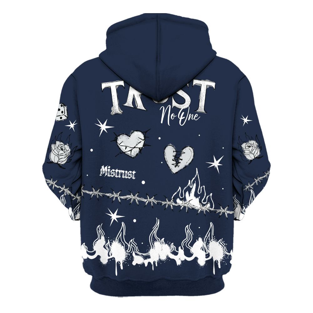 Hoodie To Match Dunk Low White Midnight Navy - Trust No One Snake-Bite Doodle Crayon All Over Print