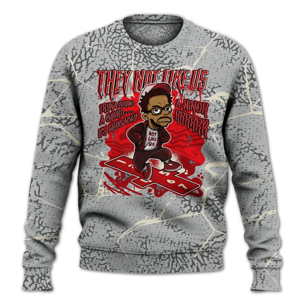 Sweatshirt To Match Cement Grey 3s - Hopscotch Dislike Us Graphic Crack All Over Print