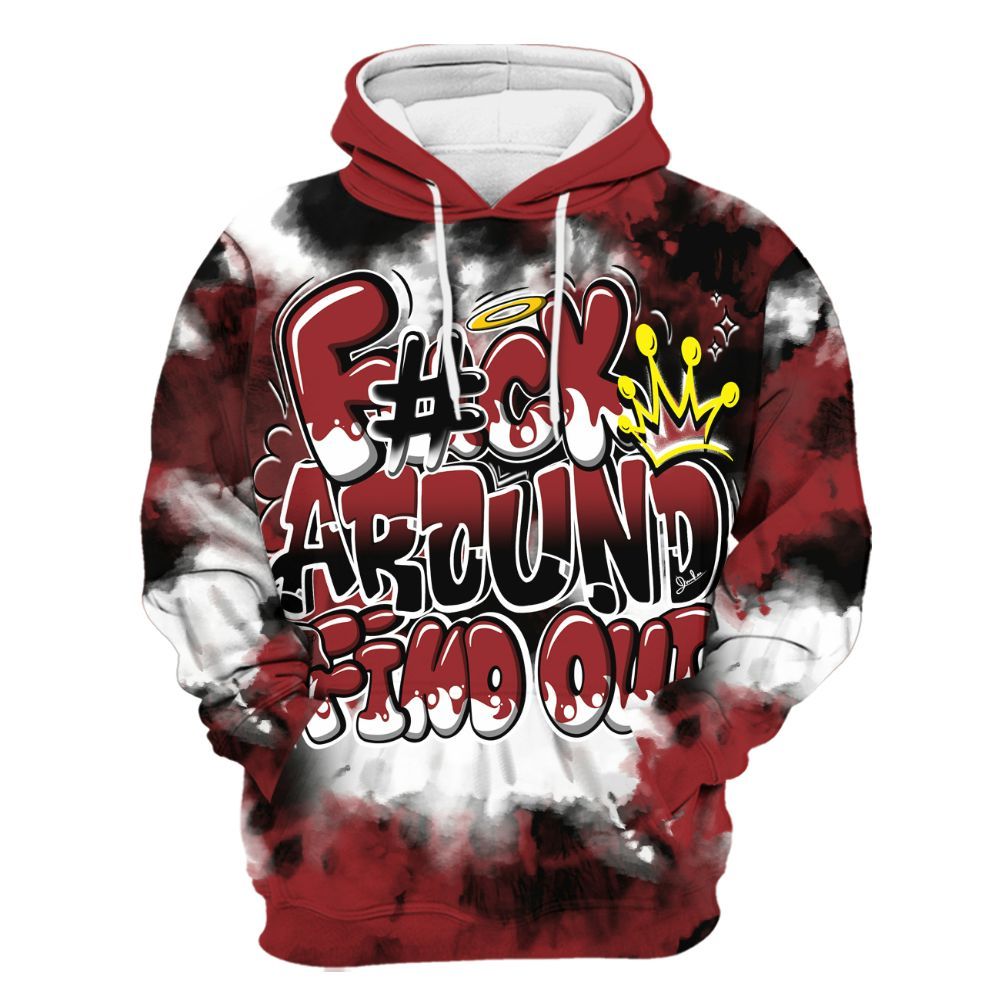 Hoodie To Match Alternate Flu Game 12s - Tie Dye FK Around Find Out All Over Print