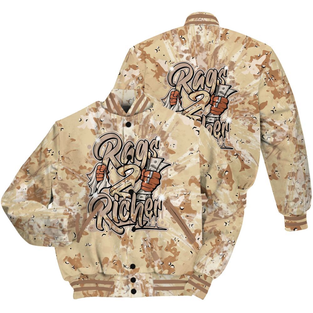 Varsity Jacket To Match Desert Camo 3s Shirt - Rag 2 Rich Graphic Luxury All Over Print