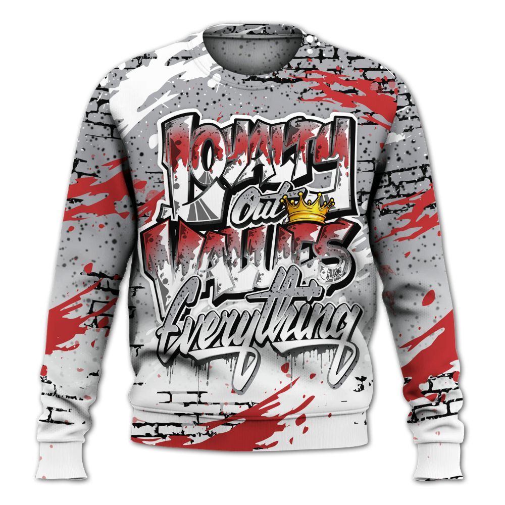 Sweatshirt To Match White Cement 4s - Values Of Loyalty Drip All Over Print
