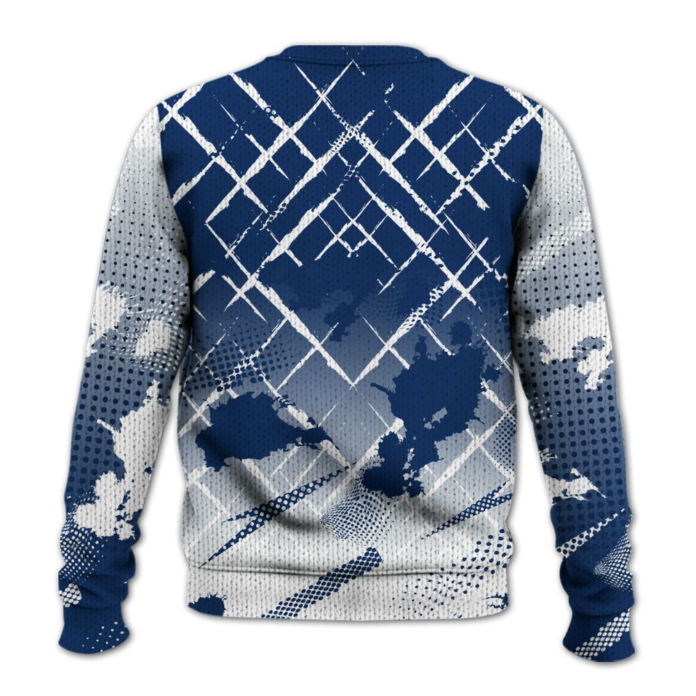 Knitted Sweater To Match High OG Deep Royal Blue 1s - Halftone Stand Business Dripping