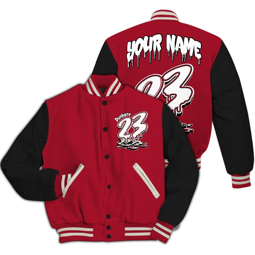 Varsity Jacket To Match High OG Black Toe Reimagined 1s - Custom Name 23 Drip All Over Print