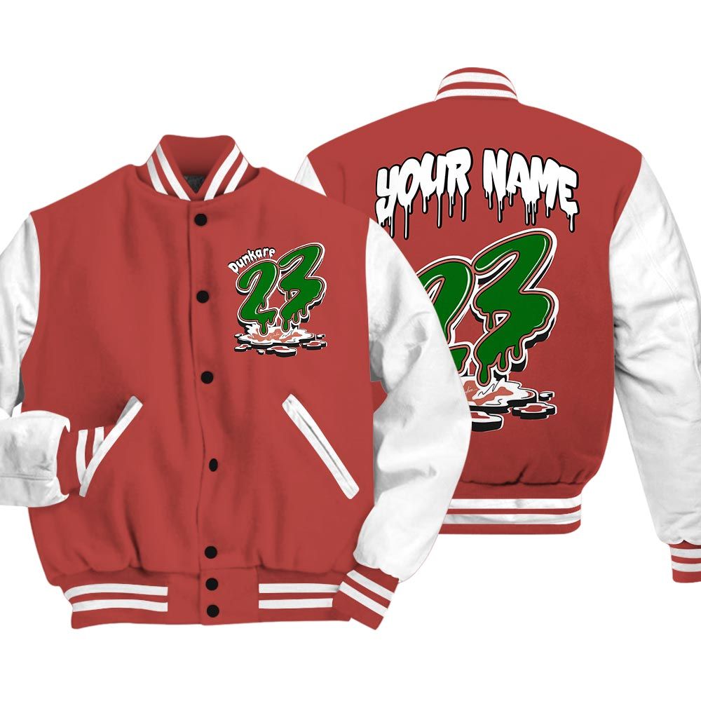 Varsity Jacket To Match Varsity Custom Name 23 Drip, Dune Red 13s Baseball - To Match Sneaker Dune Red 13s Graphic Tee 1904 HDT