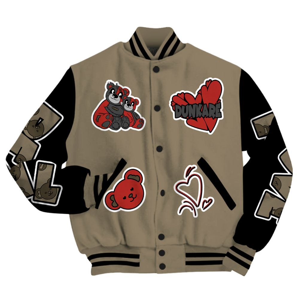 Varsity Jacket To Match Olive 9s - Sincere Fondness Bear All Over Print