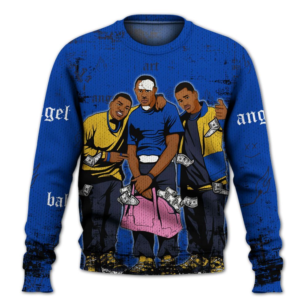 Sweater To Match Brazil Racer Blue Yellow 3s - Paid In Full Money Graphic